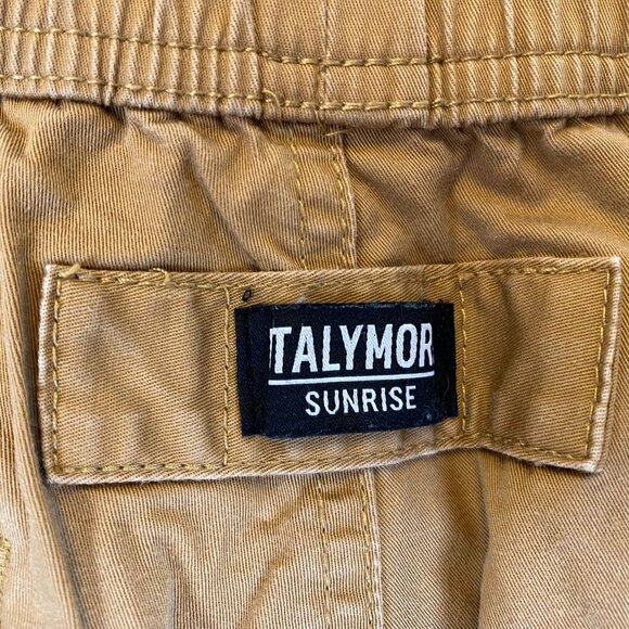 ItalyMorn Sunrise Mens Jogger Pants Small Khaki Cargo Tan Drawstring Tapered - Picture 10 of 15